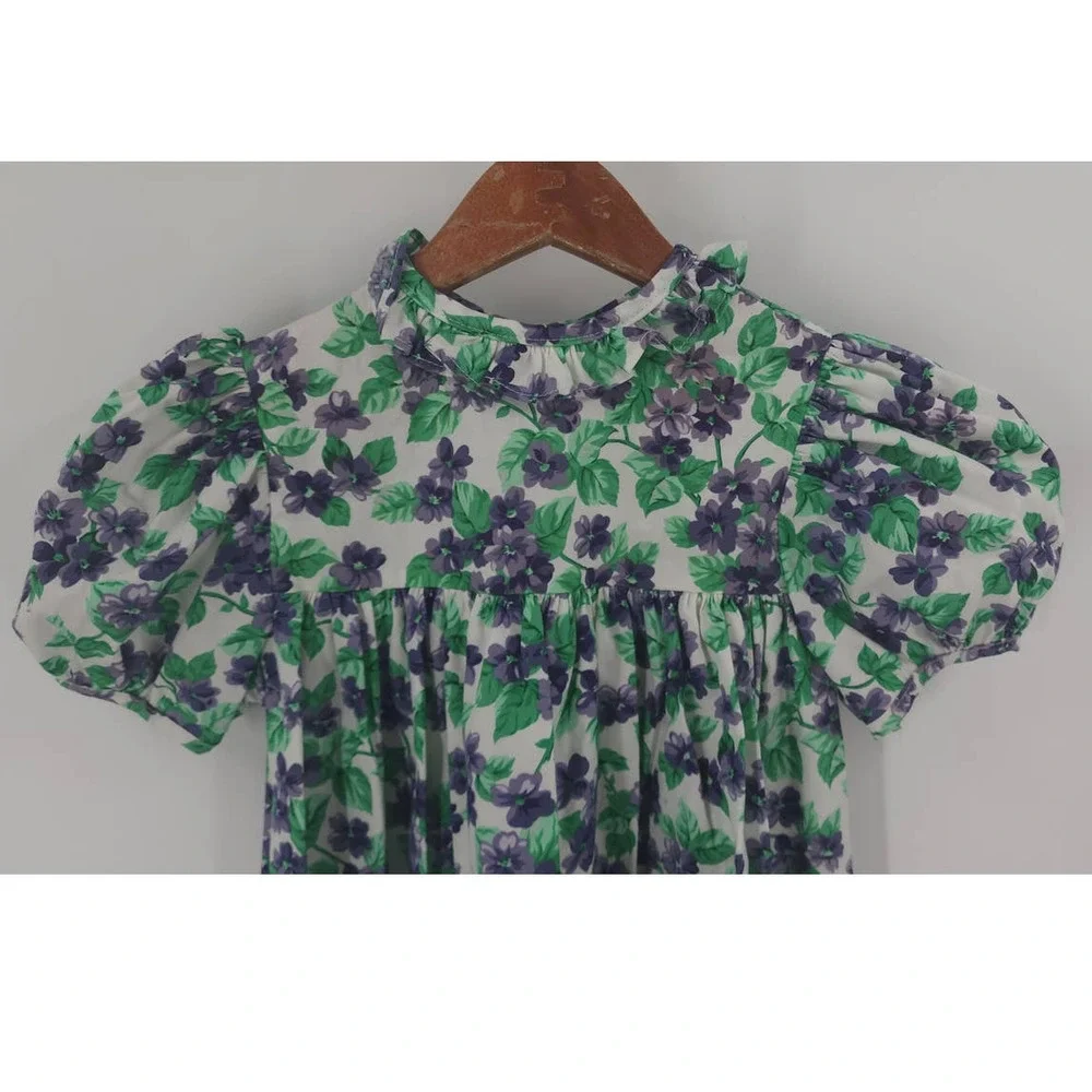 Girls Vintage Floral Dress Size 6 Made In USA A Time To‎ Remember 100% Cotton